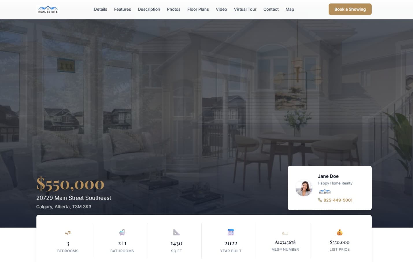 Lin single property website template for Calgary realtors
