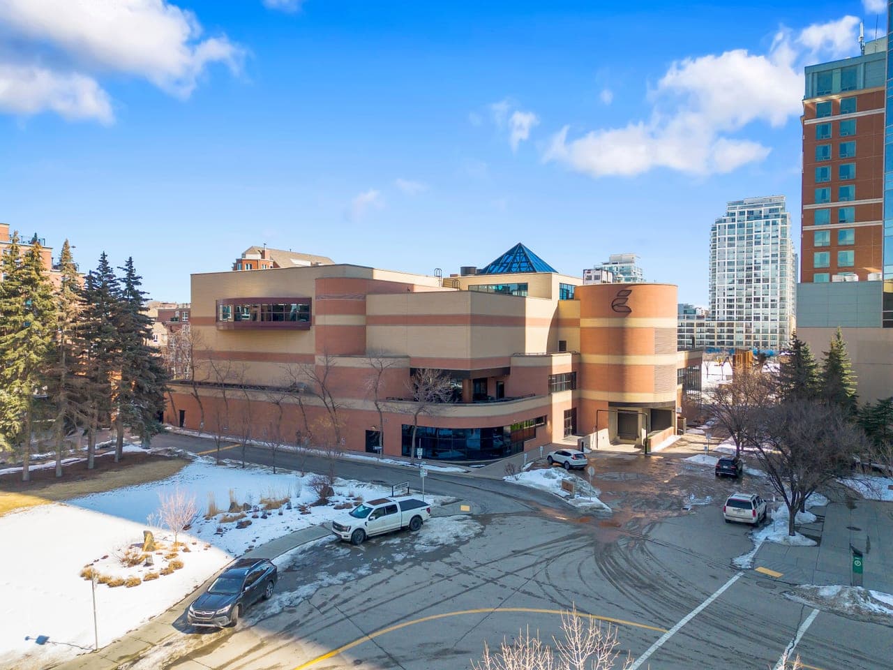 Drone photo of the YMCA in Downtown Calgary