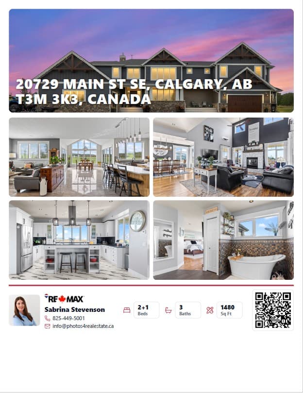 Generated real estate flyer example with property photo, listing details, and agent branding