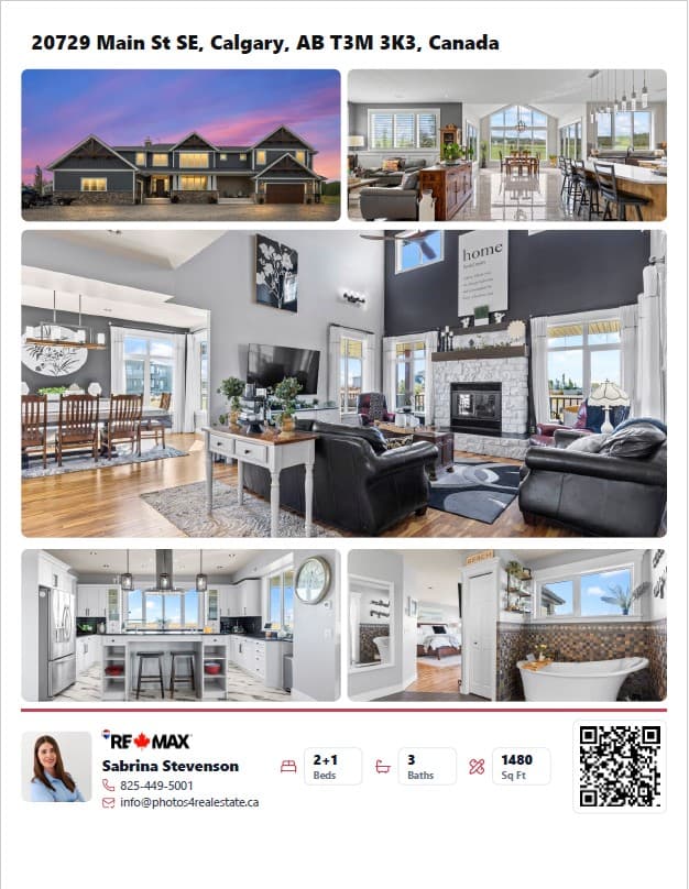 Generated real estate PDF flyer example for open houses and digital sharing