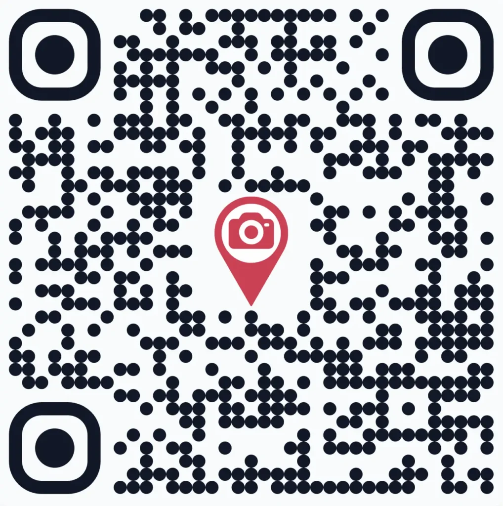 Modern style QR code example with customized dot styling for real estate branding