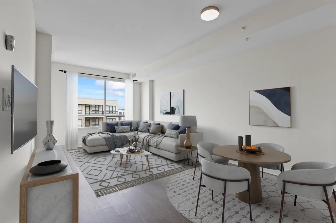 Virtual staging of a dining and living room by Photos 4 Real Estate for a Calgary listing