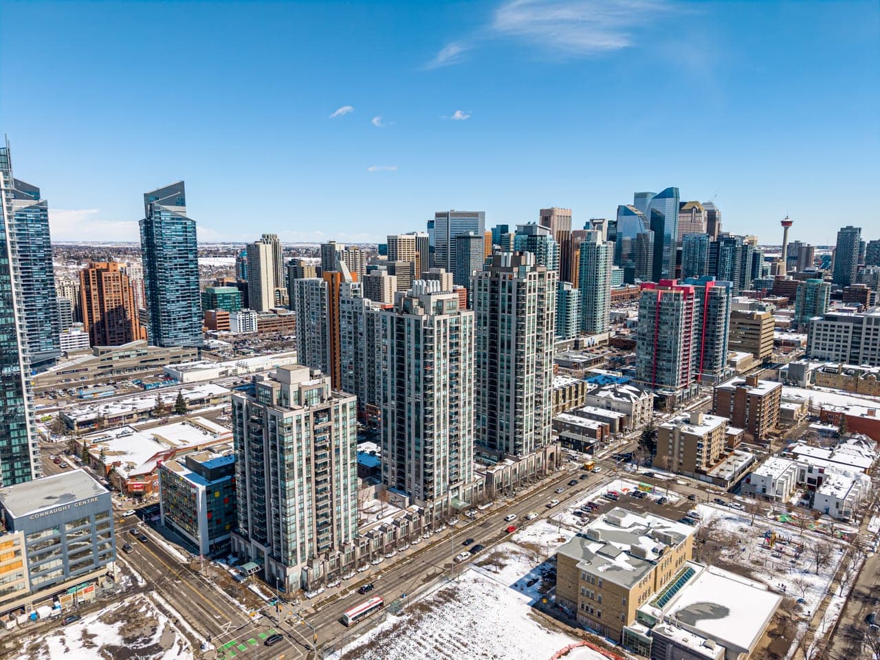 Drone photo of downtown Calgary by Photos 4 Real Estate