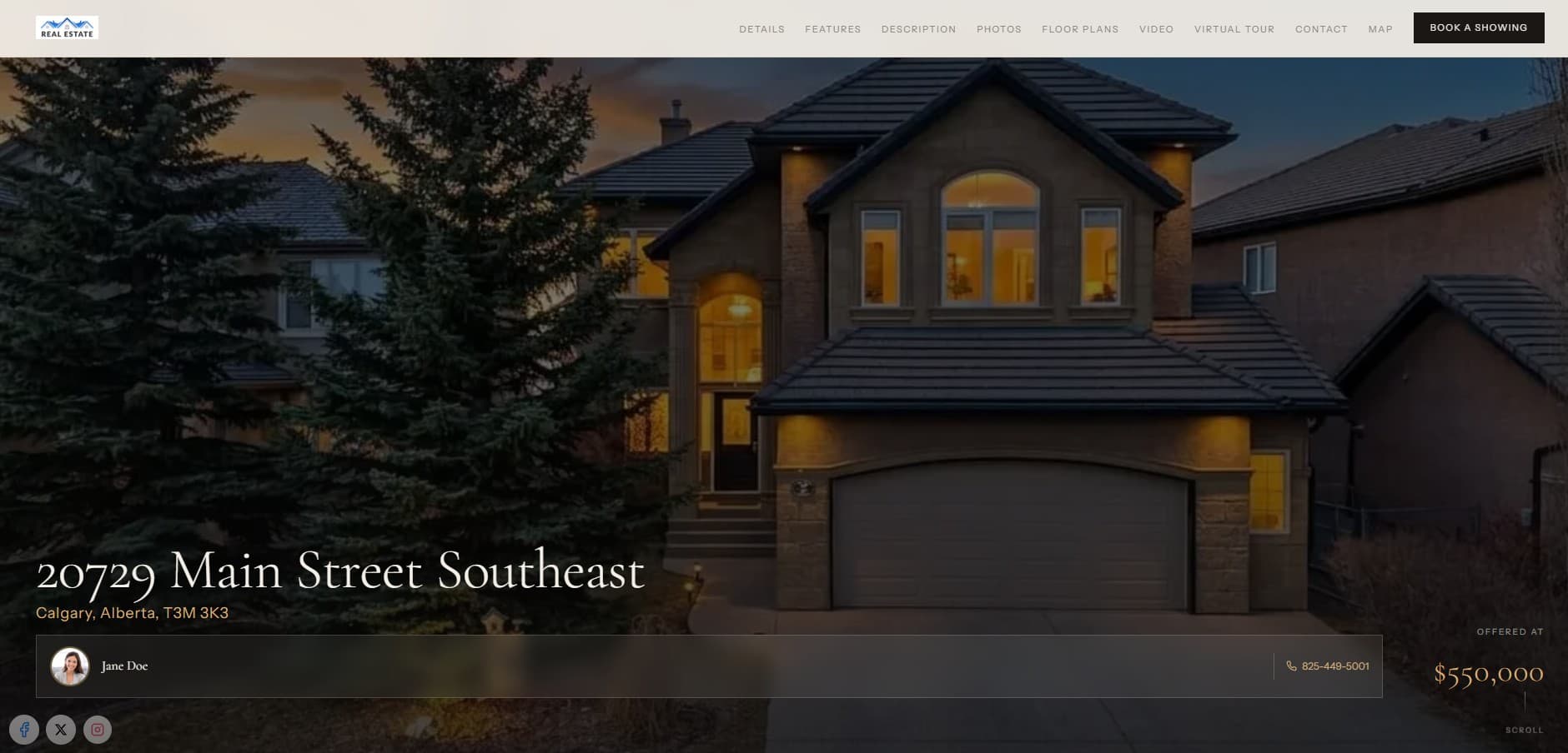 Juno single property website template for Calgary realtors