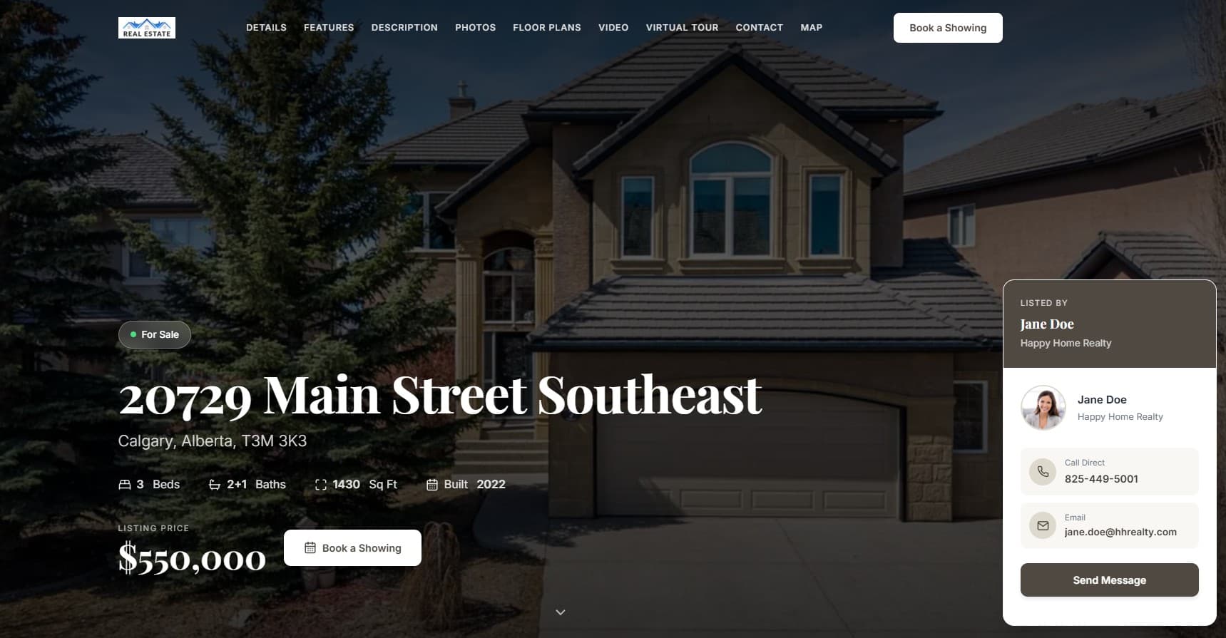 Nivo single property website template for Calgary realtors