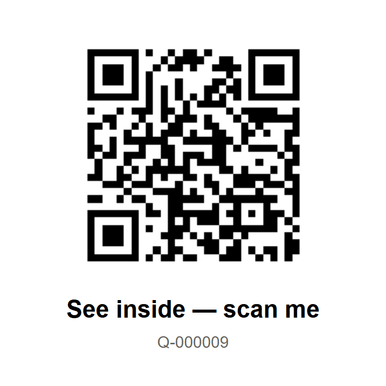SmartSign QR decal design, 4 by 4 inches, See inside, scan me