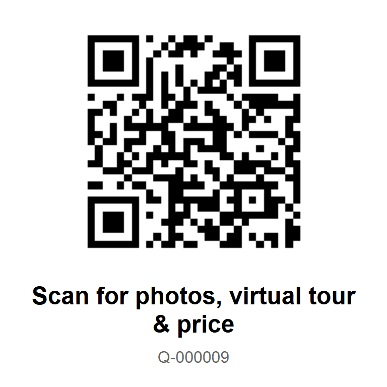 SmartSign QR decal design, 4 by 4 inches, Scan for photos, virtual tour and price