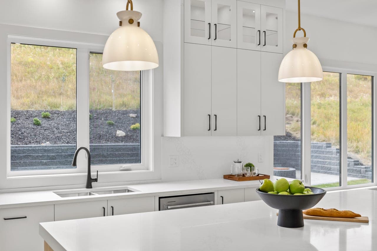 Detail-focused Style Shot of kitchen fixture lights