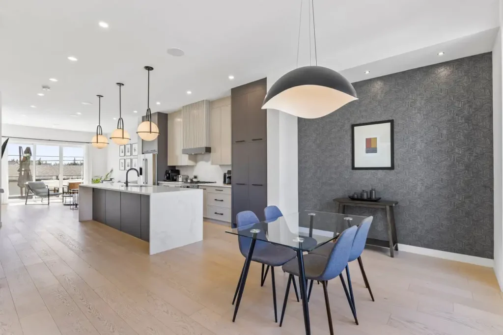 Open space kitchen with dining area - professional real estate photography