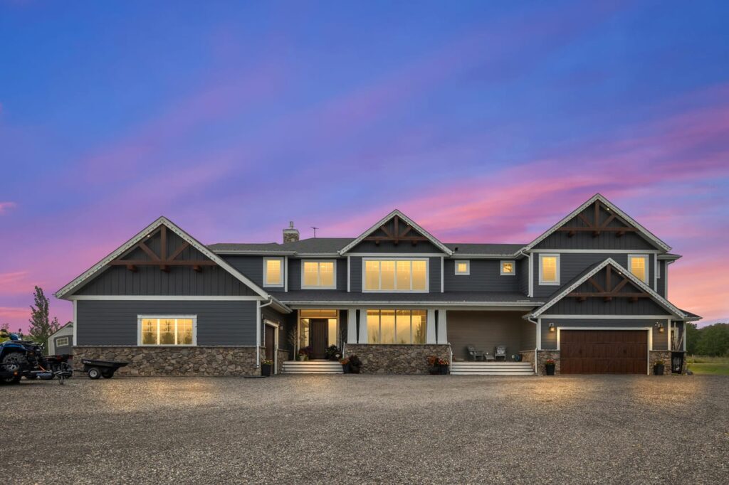 Twilight Photo of a House in Rural Foothills County