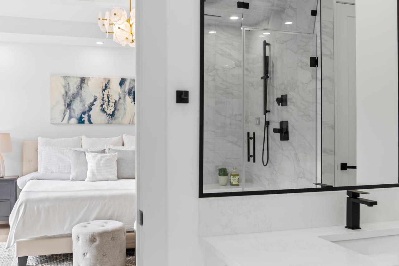 Style Shots. Master-bathroom shot with a view to the master-bedroom