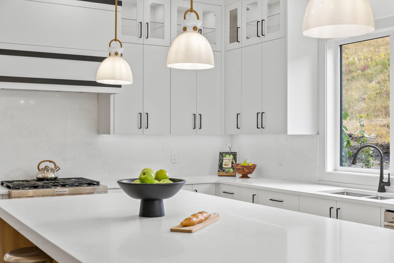 Style Shots - Kitchen island with quartz countertop